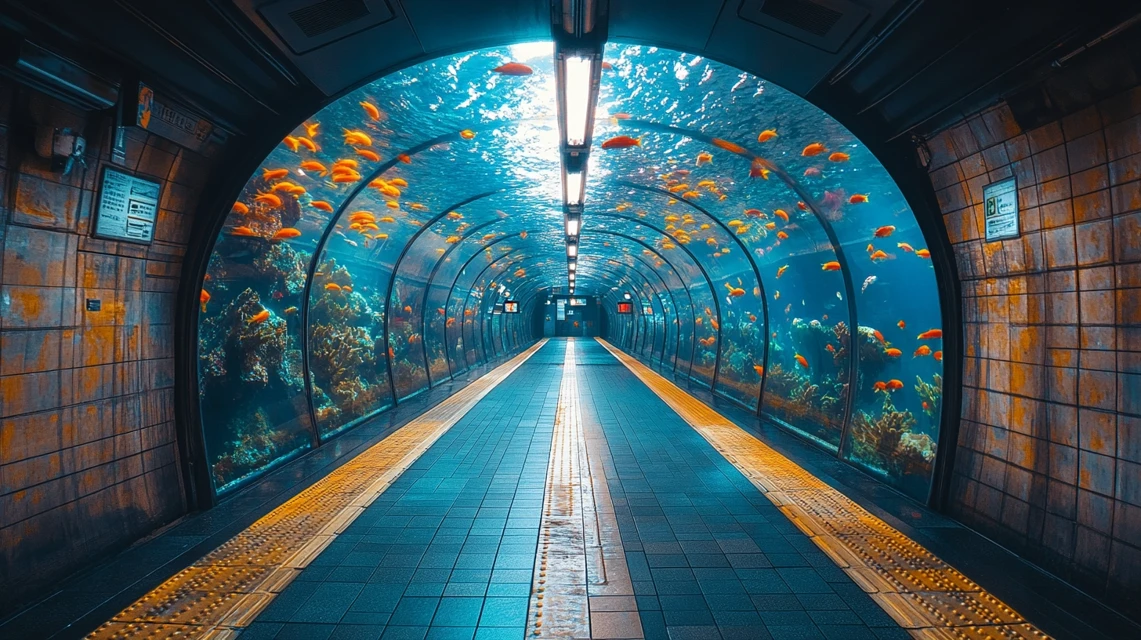 Underwater Subway Fantasy: MidJourney v5.2 vs v6.1 vs v7.0 - v6.1 - Image 3