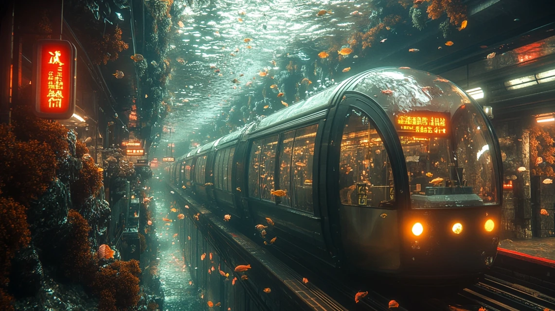 Underwater Subway Fantasy: MidJourney v5.2 vs v6.1 vs v7.0 - v6.1 - Image 2