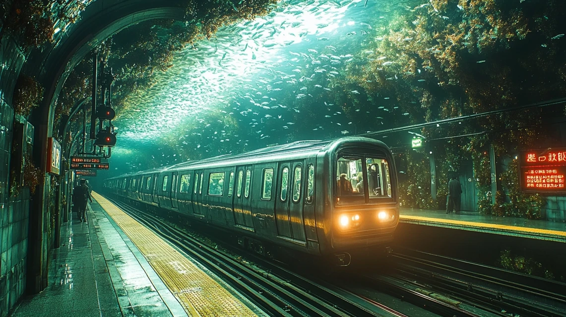 Underwater Subway Fantasy: MidJourney v5.2 vs v6.1 vs v7.0 - v6.1 - Image 4