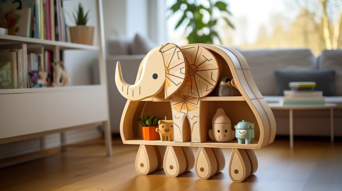 Best Kids Wooden Elephant Desk Bookshelf: Midjourney v5-v7 - v5.2 - Image 3