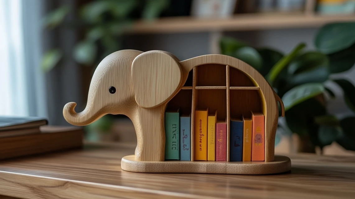 Best Kids Wooden Elephant Desk Bookshelf: Midjourney v5-v7 - v6.1 - Image 3