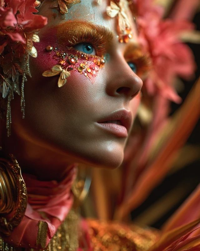 Midjourney Evolution: Coral & Gold Avant-Garde Portraits - v7.0 - Image 2