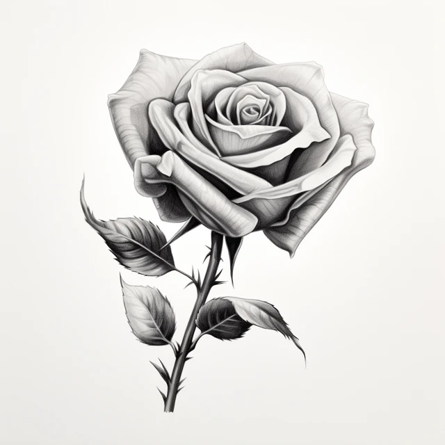 Dual Tone Pencil Rose Sketch: Midjourney Version Test - v5.2 - Image 3