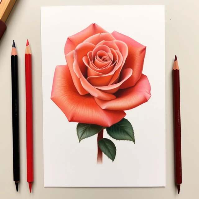 Dual Tone Pencil Rose Sketch: Midjourney Version Test - v5.2 - Image 2