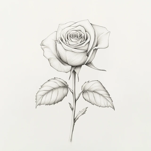 Dual Tone Pencil Rose Sketch: Midjourney Version Test - v6.1 - Image 2