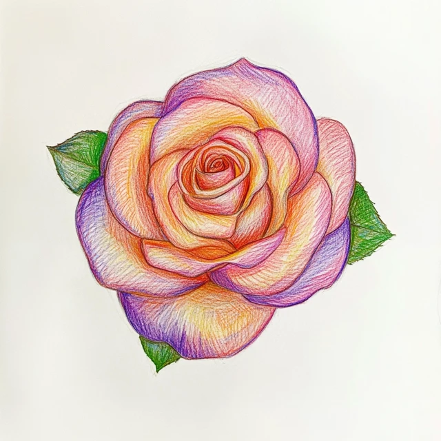 Dual Tone Pencil Rose Sketch: Midjourney Version Test - v6.1 - Image 3