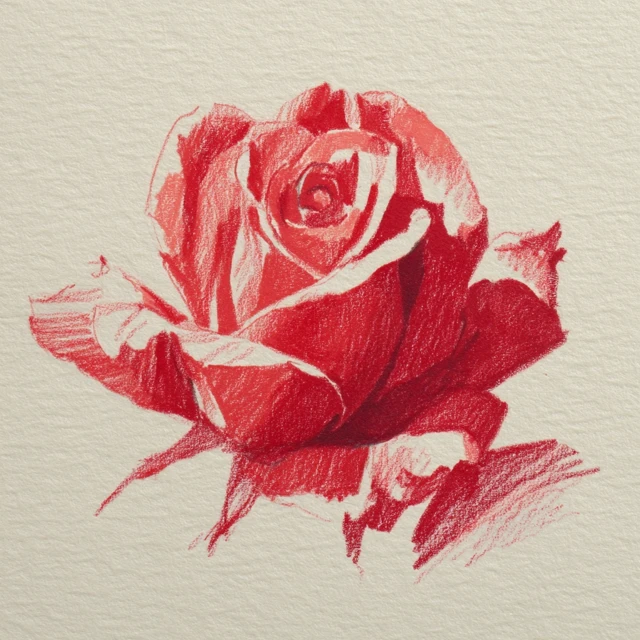 Dual Tone Pencil Rose Sketch: Midjourney Version Test - v7.0 - Image 3