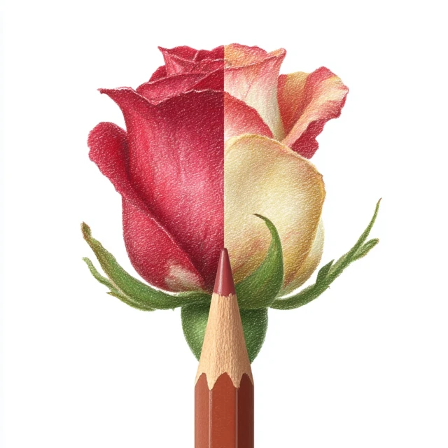 Dual Tone Pencil Rose Sketch: Midjourney Version Test - v7.0 - Image 4