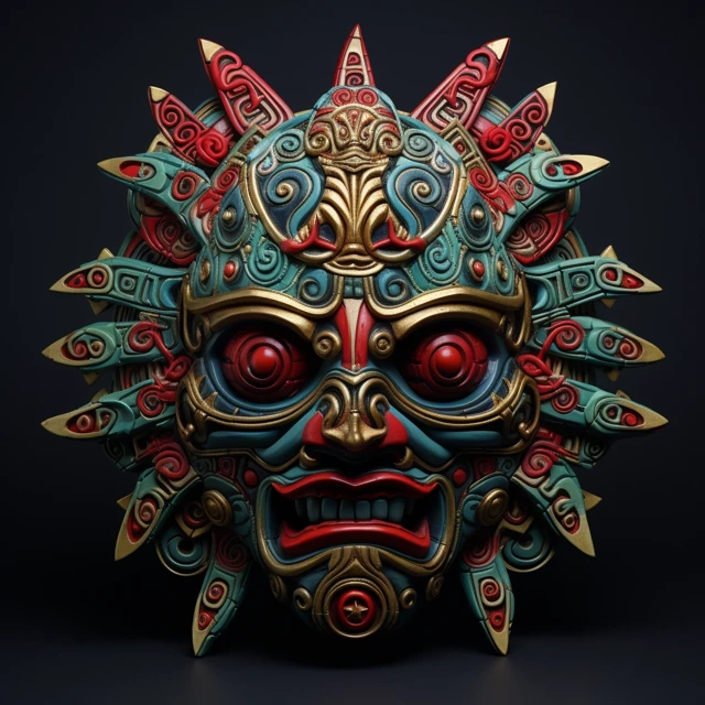 Ancient Chaos God Mask Designs: MidJourney v5.2 vs v6.1 vs v7.0 - v5.2 - Image 3