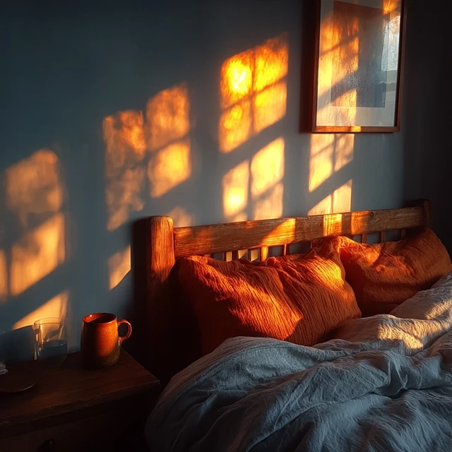 Cozy Bedroom Warm Light AI Art: Midjourney v5.2-v7 Review - v7.0 - Image 2