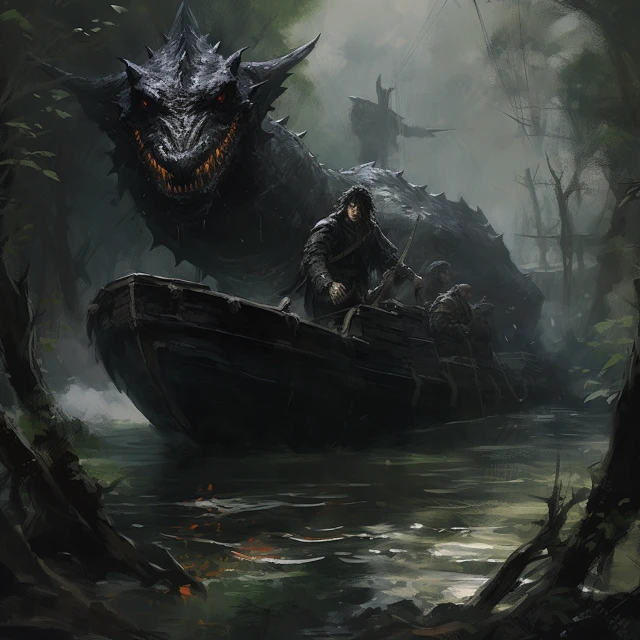 MidJourney’s Evolution: Dark Fantasy Swamp Dragon Art - v5.2 - Image 3