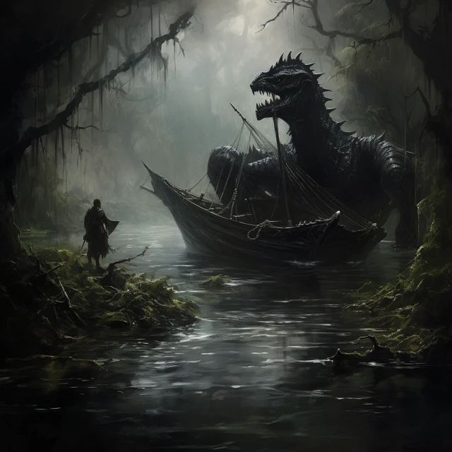 MidJourney’s Evolution: Dark Fantasy Swamp Dragon Art - v5.2 - Image 2