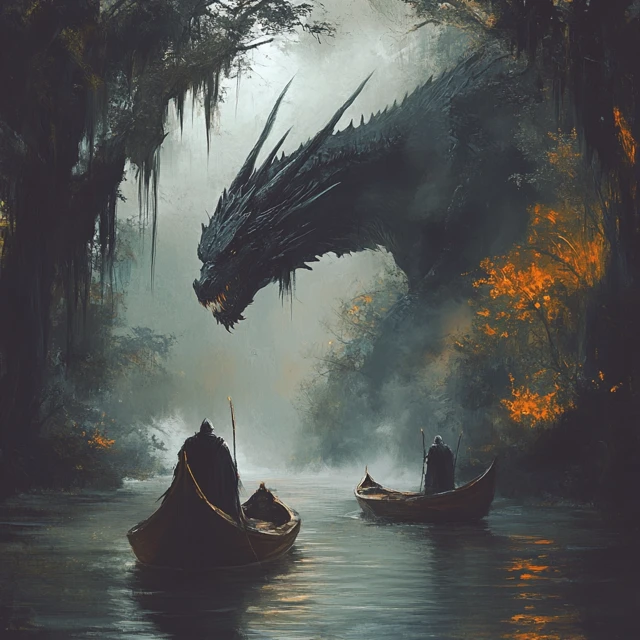 MidJourney’s Evolution: Dark Fantasy Swamp Dragon Art - v6.1 - Image 3