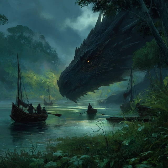MidJourney’s Evolution: Dark Fantasy Swamp Dragon Art - v7.0 - Image 3