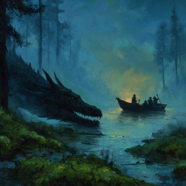 MidJourney’s Evolution: Dark Fantasy Swamp Dragon Art - v7.0 - Image 4