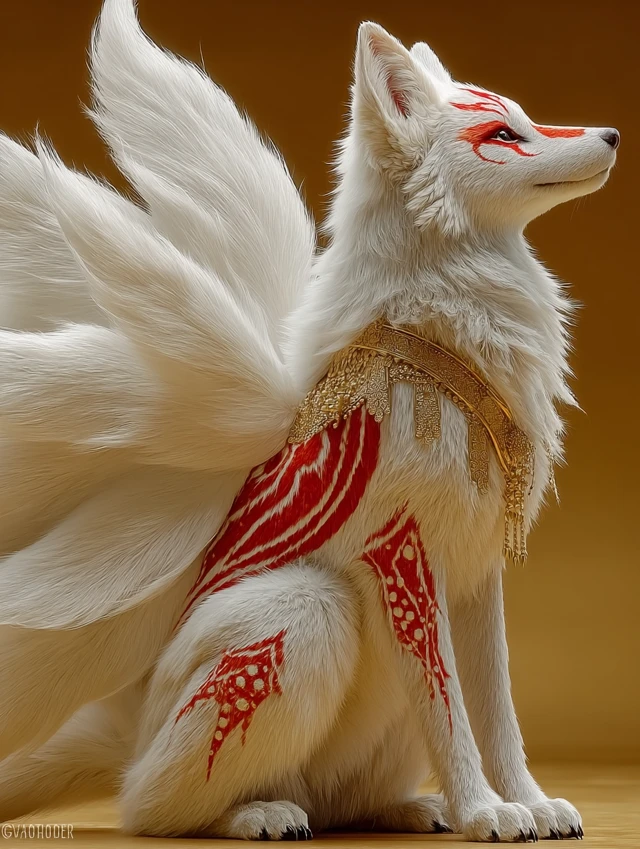 Japanese Nine-Tailed Fox Art: Midjourney v5.2 vs v6.1 vs v7.0 - v7.0 - Image 1