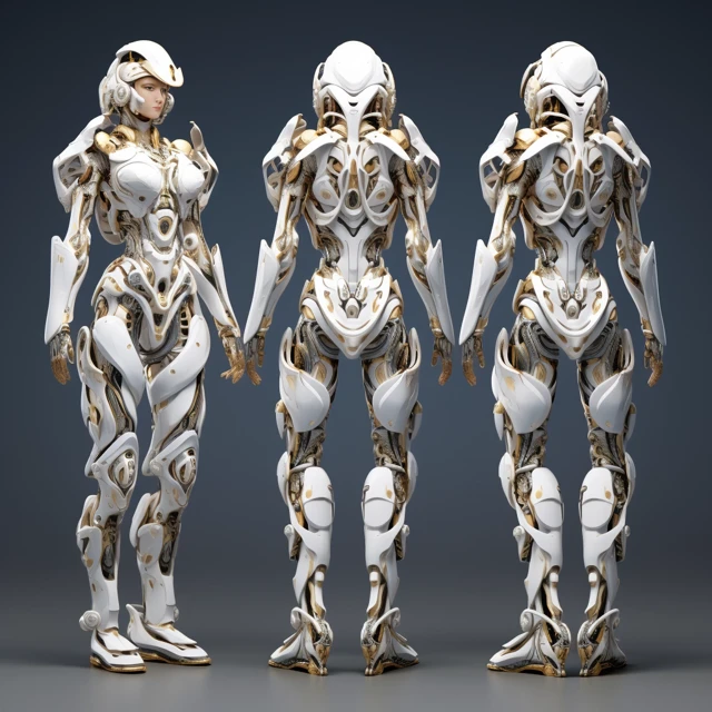 Midjourney Female Mechanical Armor 3D Render Comparison - v5.2 - Image 3