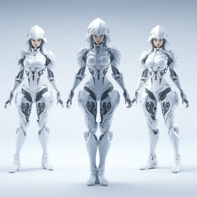 Midjourney Female Mechanical Armor 3D Render Comparison - v5.2 - Image 2