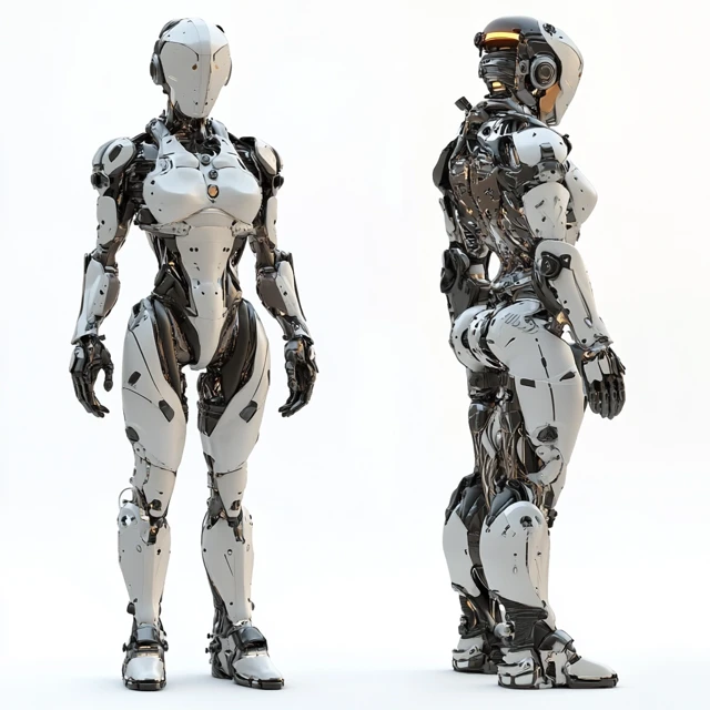 Midjourney Female Mechanical Armor 3D Render Comparison - v6.1 - Image 2