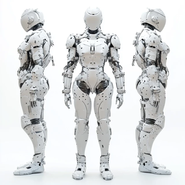 Midjourney Female Mechanical Armor 3D Render Comparison - v6.1 - Image 3