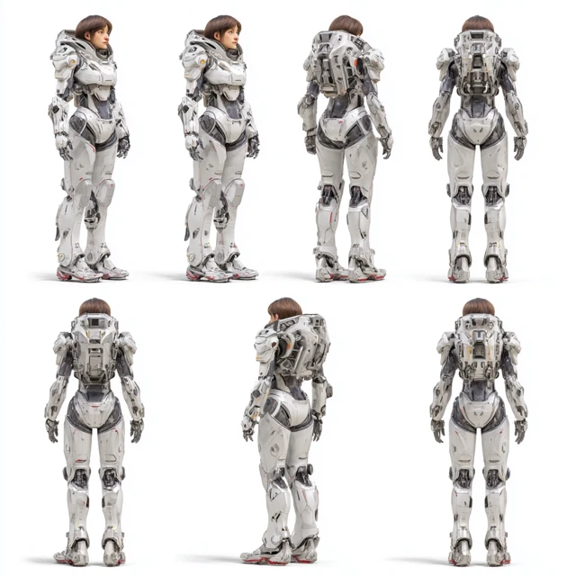 Midjourney Female Mechanical Armor 3D Render Comparison - v7.0 - Image 4