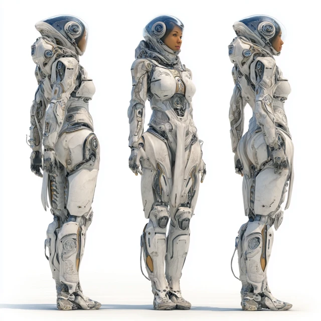 Midjourney Female Mechanical Armor 3D Render Comparison - v7.0 - Image 2