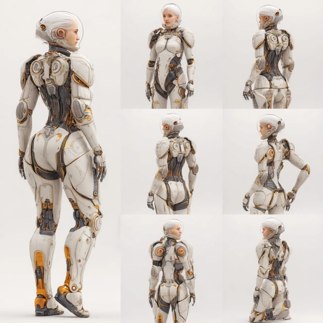 Midjourney Female Mechanical Armor 3D Render Comparison - v7.0 - Image 3