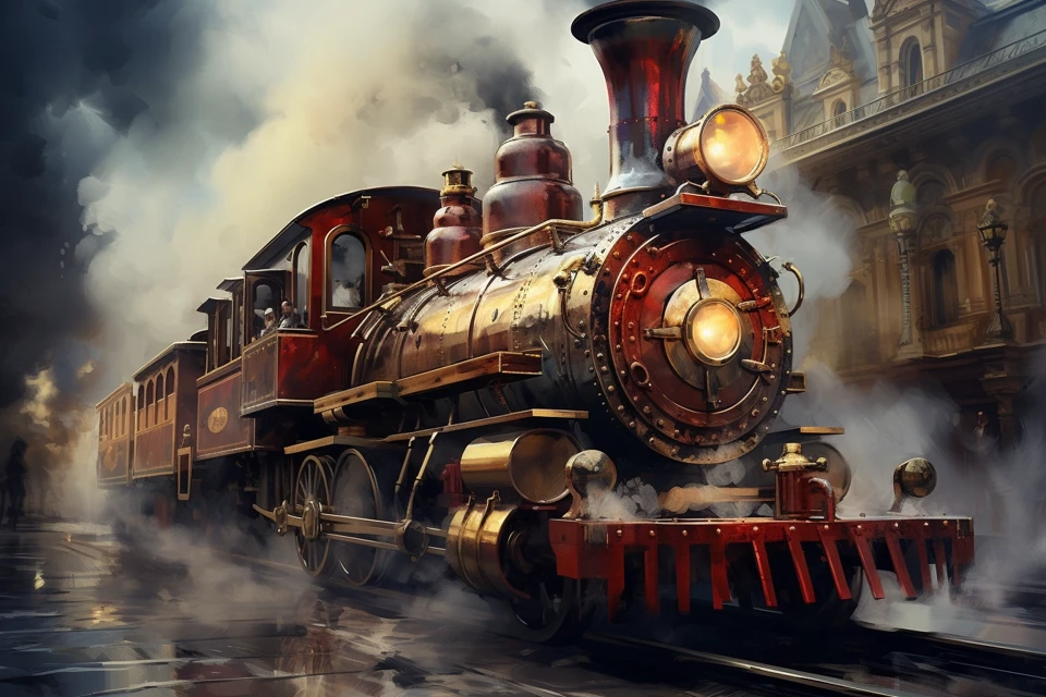 Midjourney: Realistic Steam Train Motion Blur Comparison - v5.2 - Image 2
