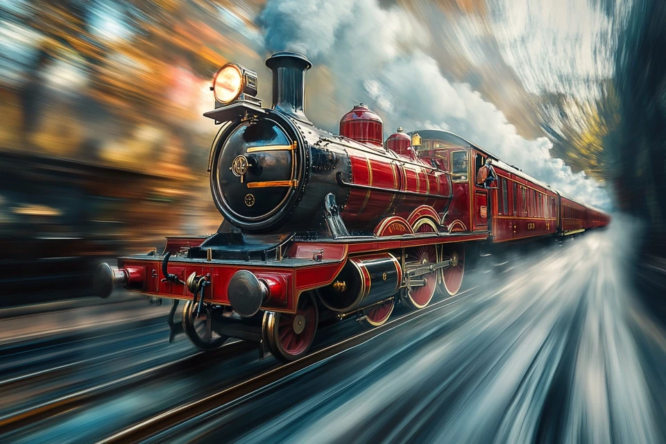 Midjourney: Realistic Steam Train Motion Blur Comparison - v6.1 - Image 3