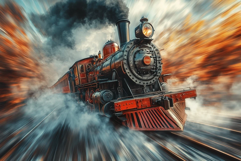 Midjourney: Realistic Steam Train Motion Blur Comparison - v6.1 - Image 2