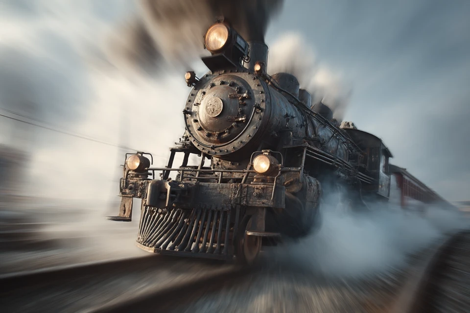 Midjourney: Realistic Steam Train Motion Blur Comparison - v7.0 - Image 2