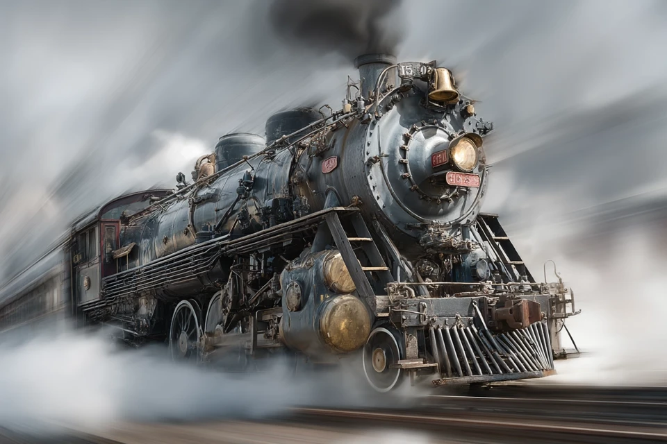 Midjourney: Realistic Steam Train Motion Blur Comparison - v7.0 - Image 3