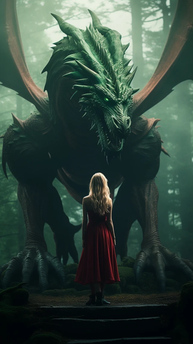 MidJourney v7 Dragon Fantasy Photography: Girl Meets Beast - v5.2 - Image 3