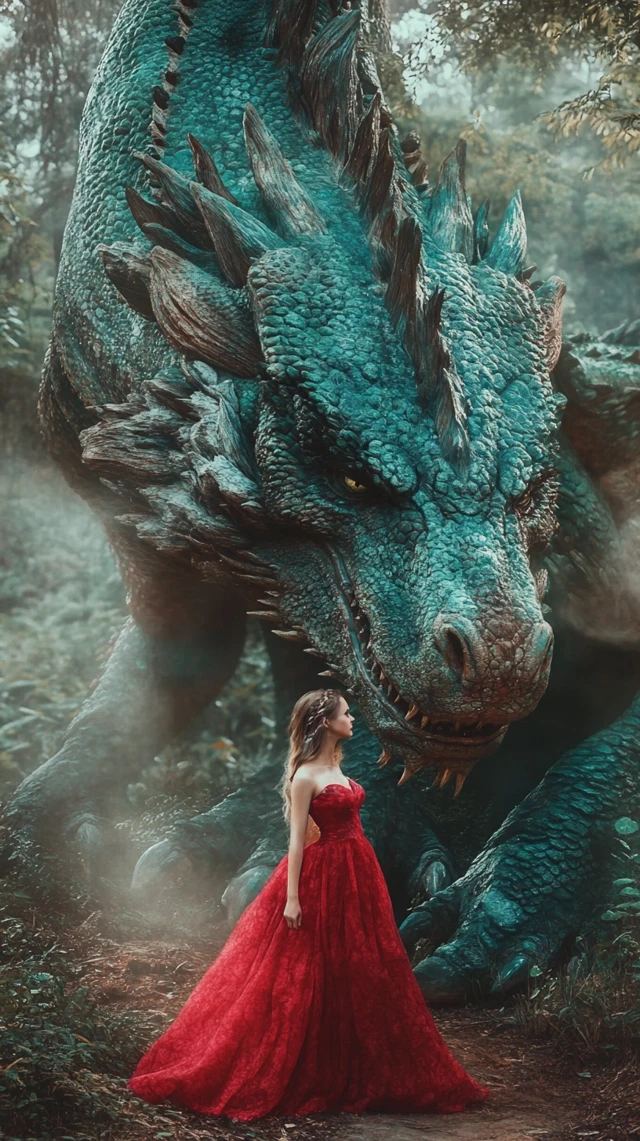 MidJourney v7 Dragon Fantasy Photography: Girl Meets Beast - v6.1 - Image 3