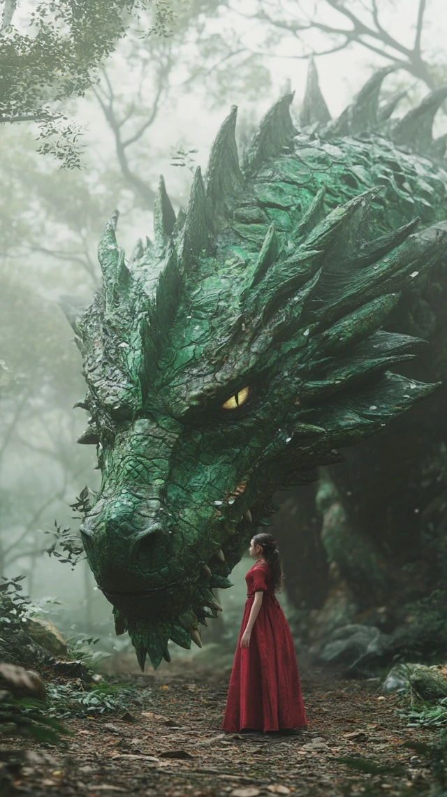 MidJourney v7 Dragon Fantasy Photography: Girl Meets Beast - v6.1 - Image 4