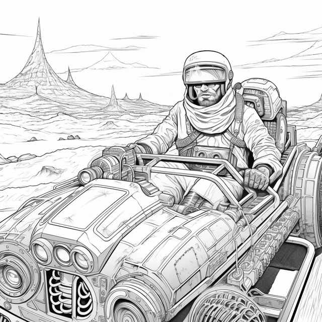 Midjourney: Moebius Style Sci-Fi Coloring Pages (v5-v7) - v5.2 - Image 2