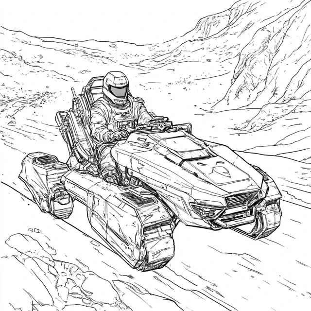 Midjourney: Moebius Style Sci-Fi Coloring Pages (v5-v7) - v6.1 - Image 3