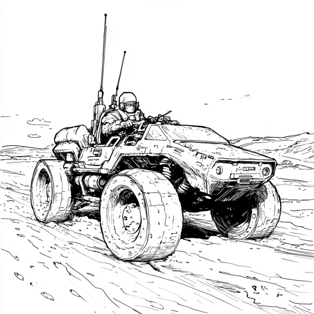 Midjourney: Moebius Style Sci-Fi Coloring Pages (v5-v7) - v6.1 - Image 4