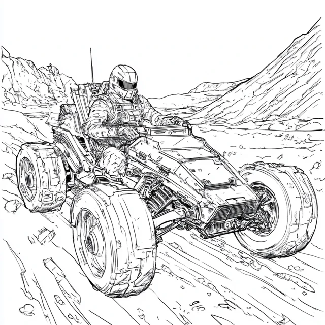 Midjourney: Moebius Style Sci-Fi Coloring Pages (v5-v7) - v6.1 - Image 2