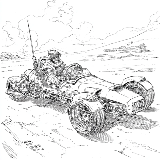 Midjourney: Moebius Style Sci-Fi Coloring Pages (v5-v7) - v7.0 - Image 3