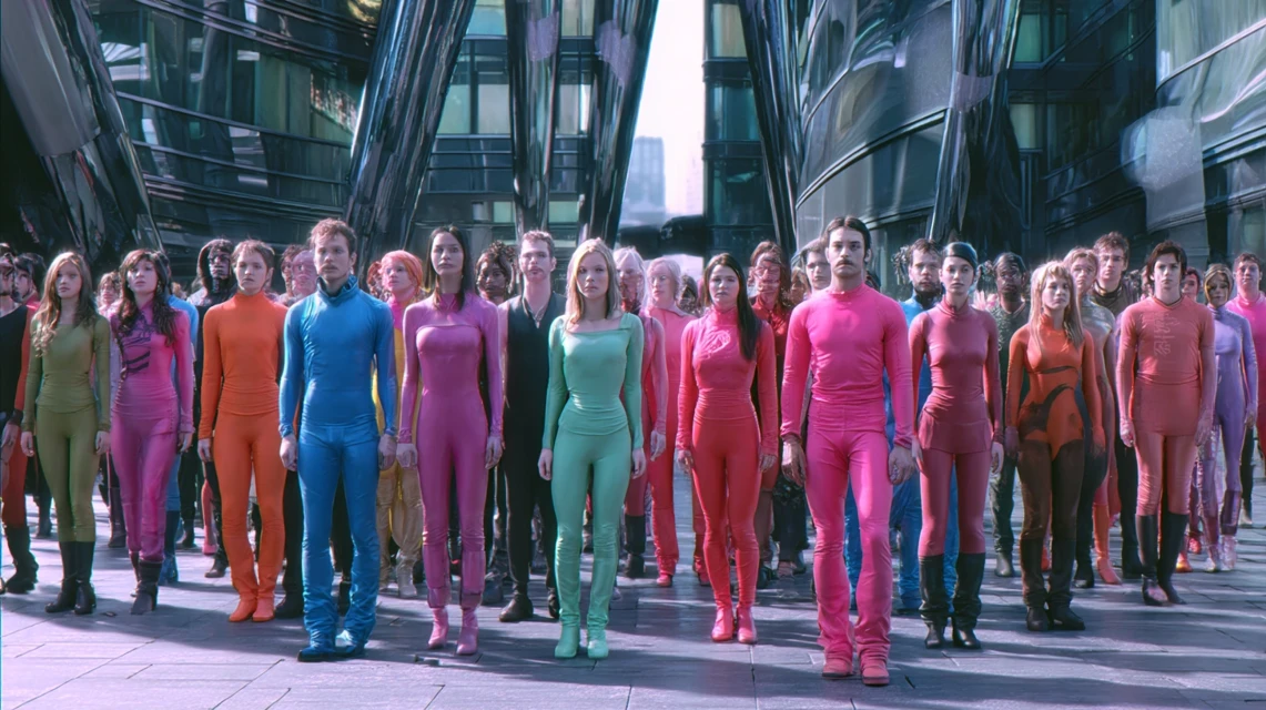 Midjourney Versions: Futuristic Group Posing Compared - v7.0 - Image 3