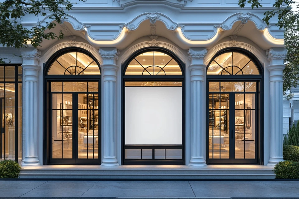 MJ v5.2-v7: Best Luxury Storefront Window Mockup? - v6.1 - Image 2