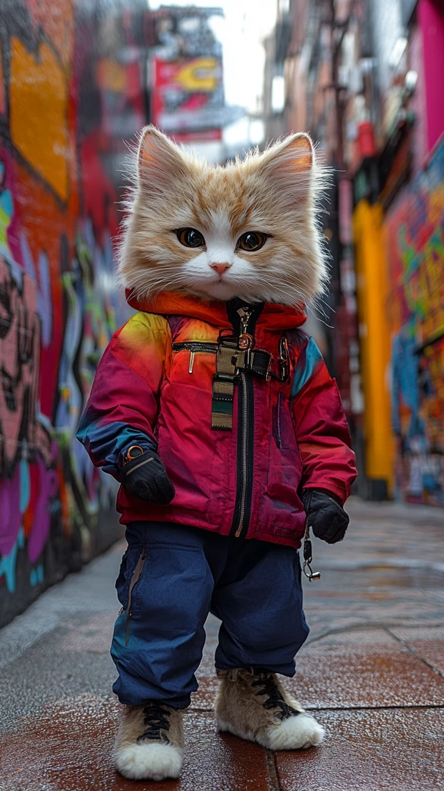 MidJourney Evolution: Anthropomorphic Cat Urban Art - v6.1 - Image 3