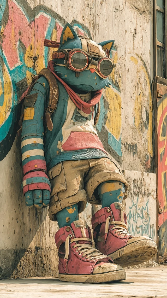 MidJourney Evolution: Anthropomorphic Cat Urban Art - v7.0 - Image 3