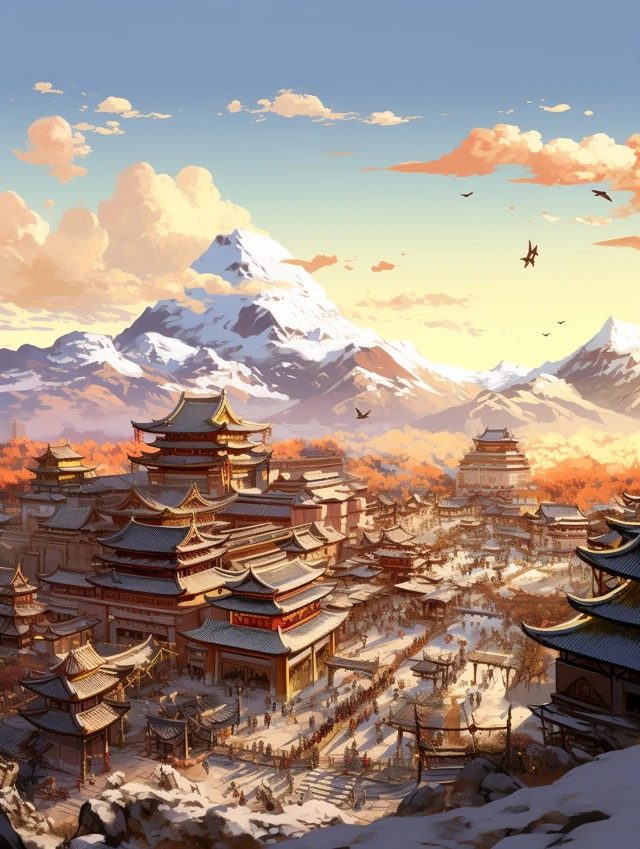 Xinjiang Artistic Landscape Illustrations: MidJourney v5-v7 - v5.2 - Image 3
