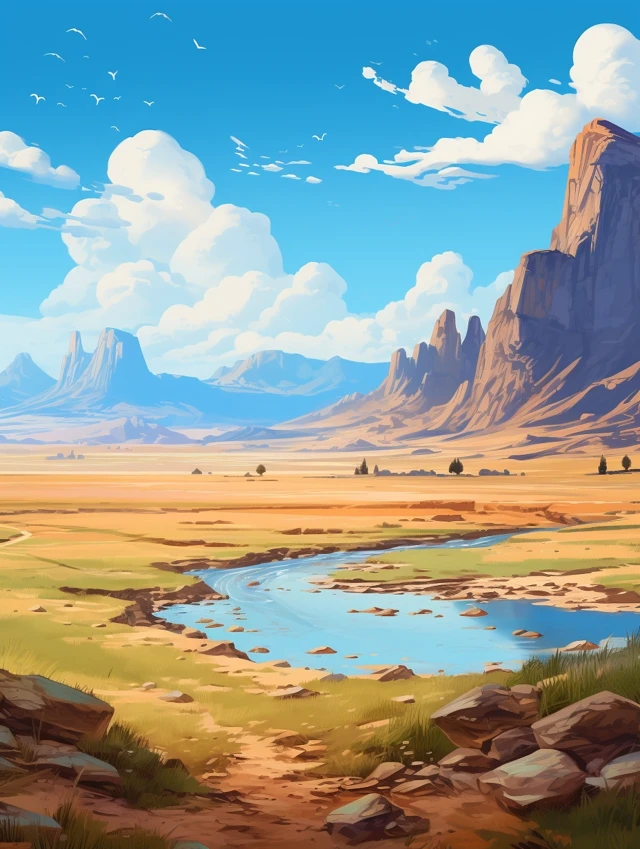 Xinjiang Artistic Landscape Illustrations: MidJourney v5-v7 - v5.2 - Image 2