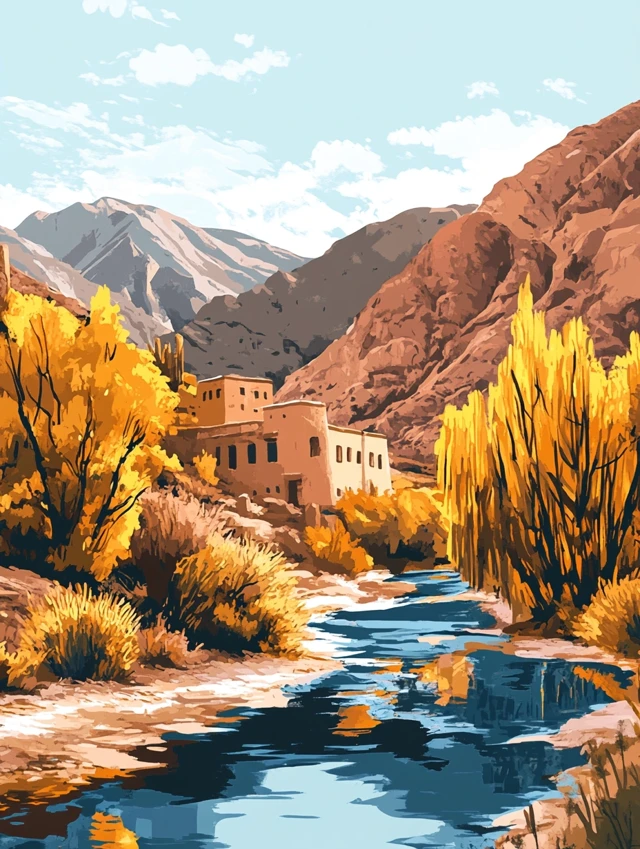 Xinjiang Artistic Landscape Illustrations: MidJourney v5-v7 - v6.1 - Image 3