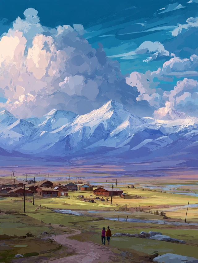 Xinjiang Artistic Landscape Illustrations: MidJourney v5-v7 - v7.0 - Image 3