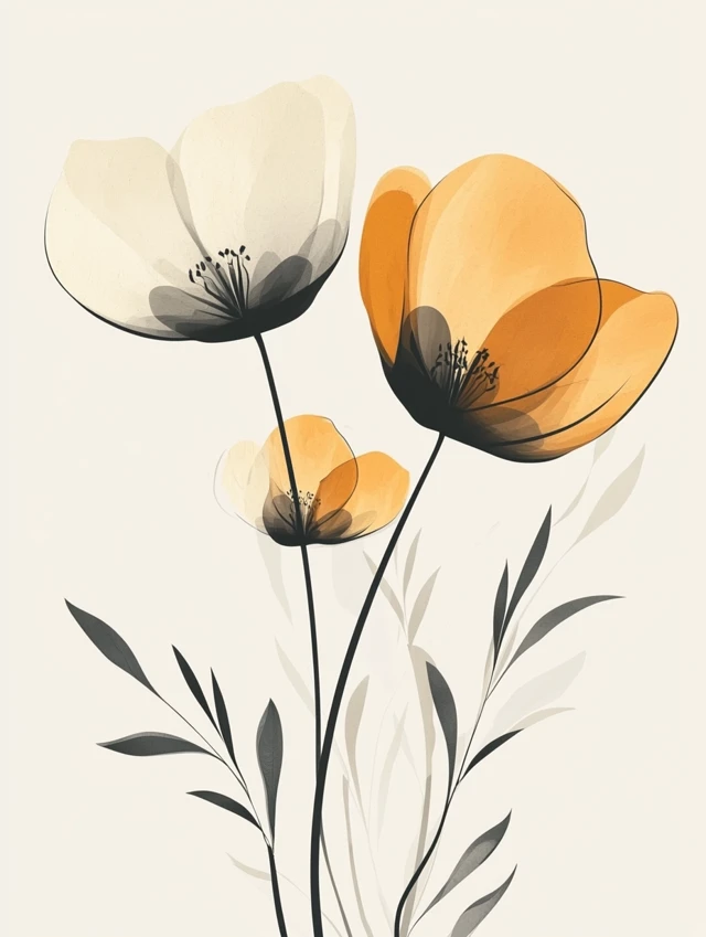 Midjourney: Minimalist Abstract Flower Art v5.2-v7.0 Guide - v6.1 - Image 2