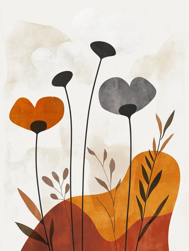 Midjourney: Minimalist Abstract Flower Art v5.2-v7.0 Guide - v6.1 - Image 3
